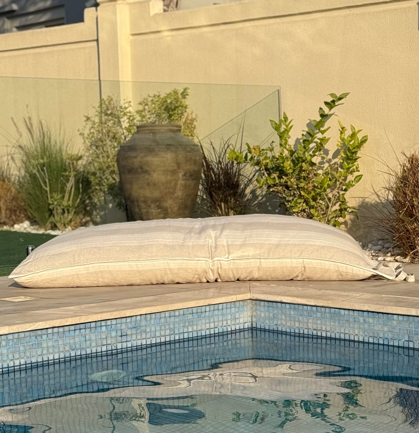 French Stripe GiGi Large Linen Floor Bed