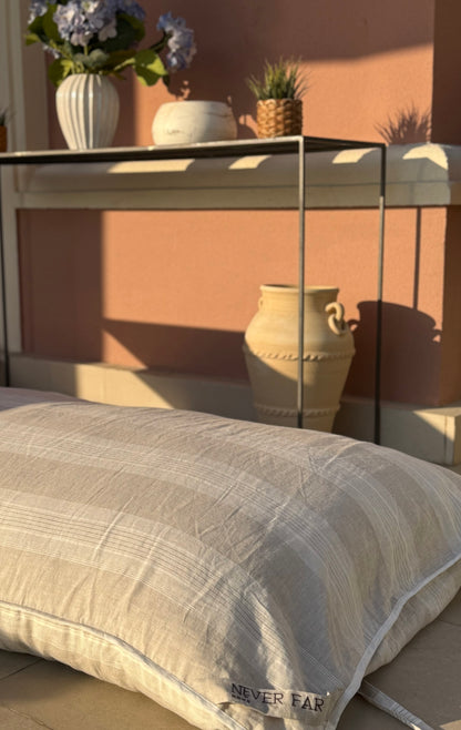 French Stripe GiGi Large Linen Floor Bed