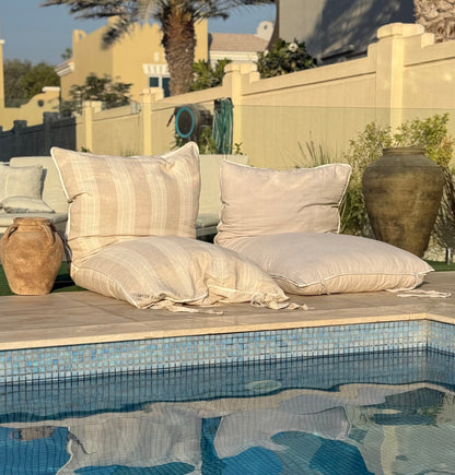 French Stripe GiGi Large Linen Floor Bed