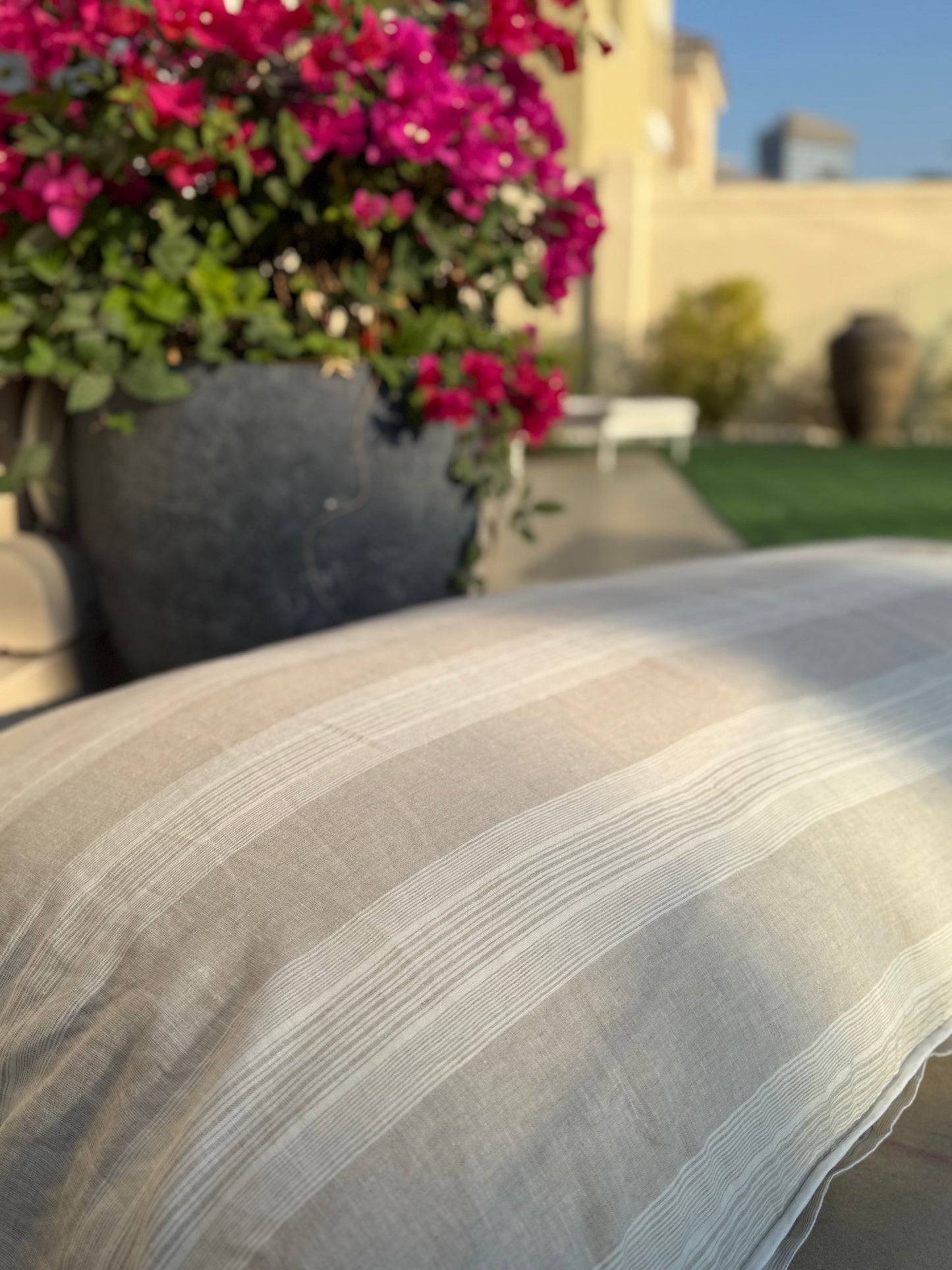 French Stripe GiGi Large Linen Floor Bed