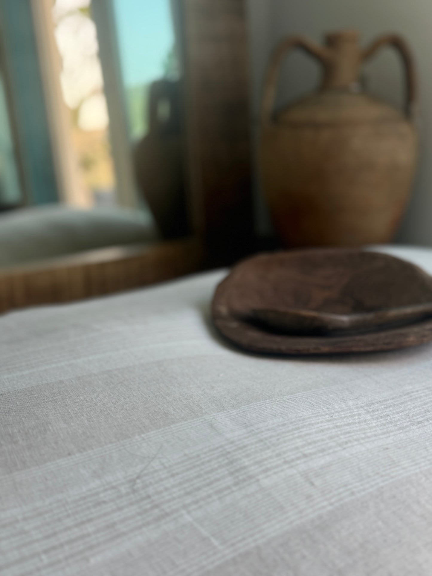 French Stripe GiGi Large Linen Floor Bed