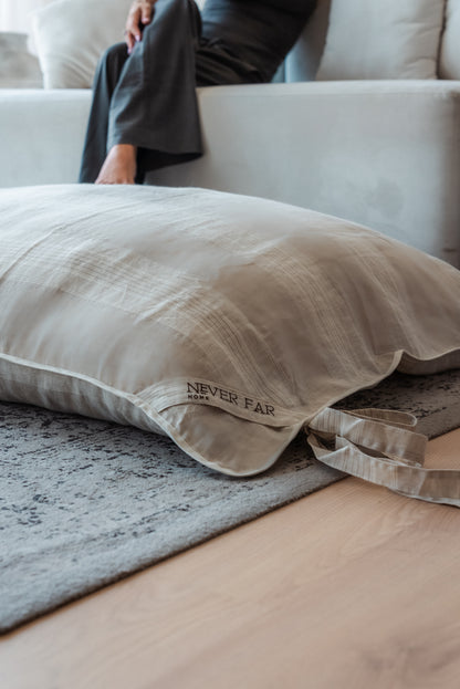 French Stripe GiGi Large Linen Floor Bed