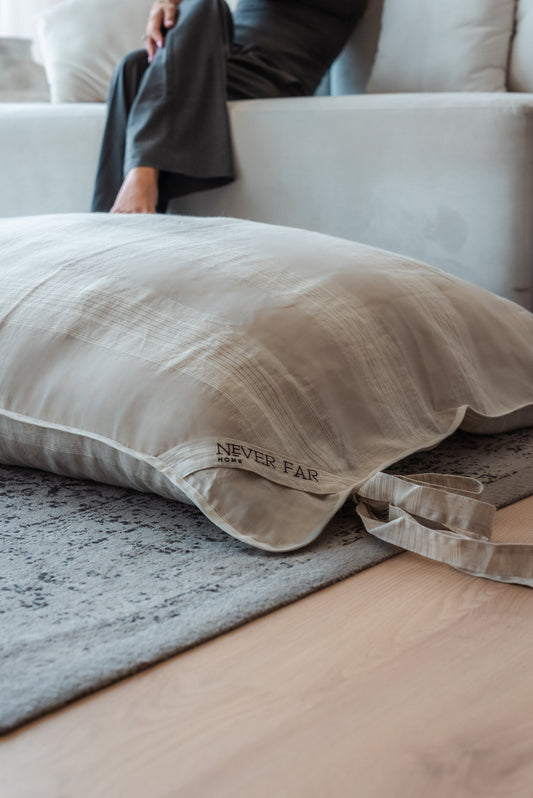 French Stripe GiGi Large Linen Floor Bed
